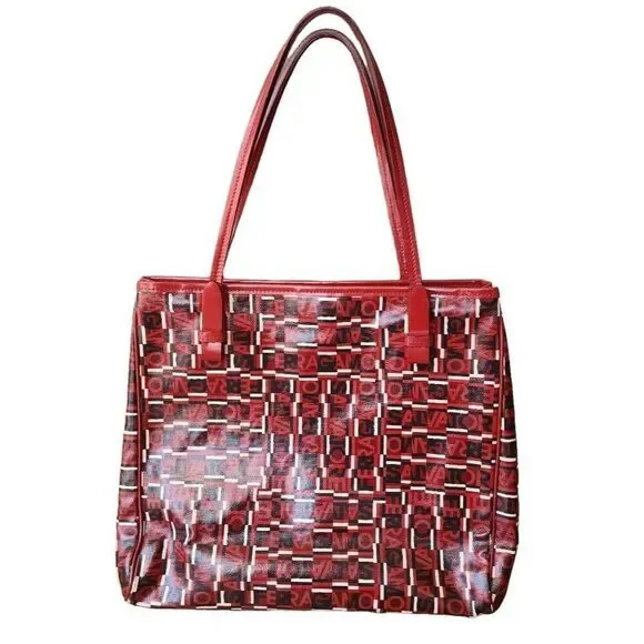 Authentic Salvatore Ferragamo Red/Black/White Logogram PVC/Leather SMALL Bag